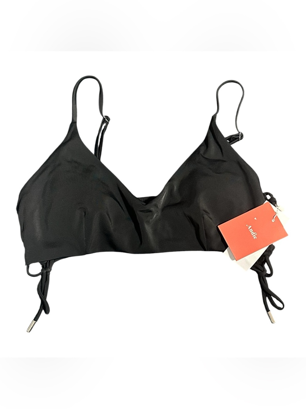 NWT Andie Bikini Top Womens Med Resort Swimwear Triangle $62 Corset Lace-up